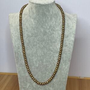Freshwater pearl necklace stretch copper gold dyed pearls